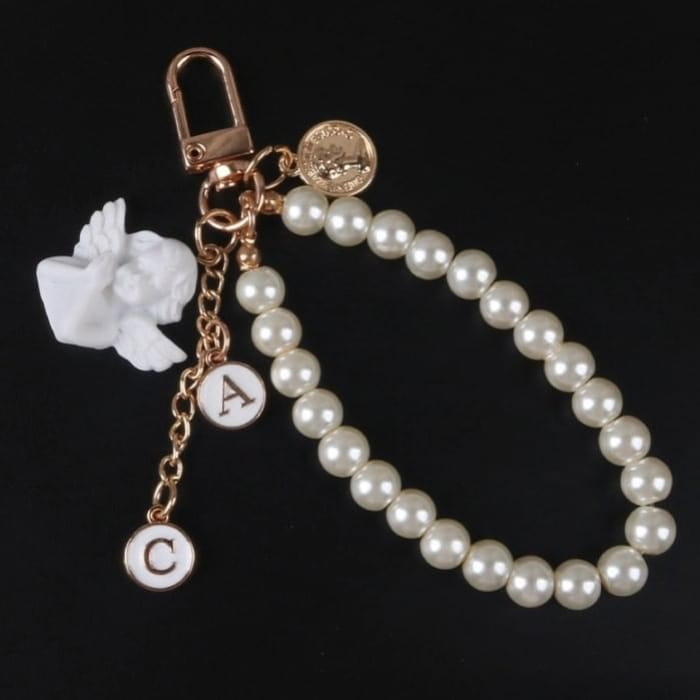 Angel Faux Alloy / Pearl Bag Charm Keyring (Various Designs)