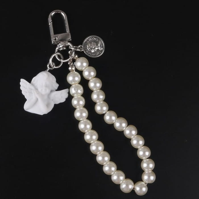 Angel Faux Alloy / Pearl Bag Charm Keyring (Various Designs)