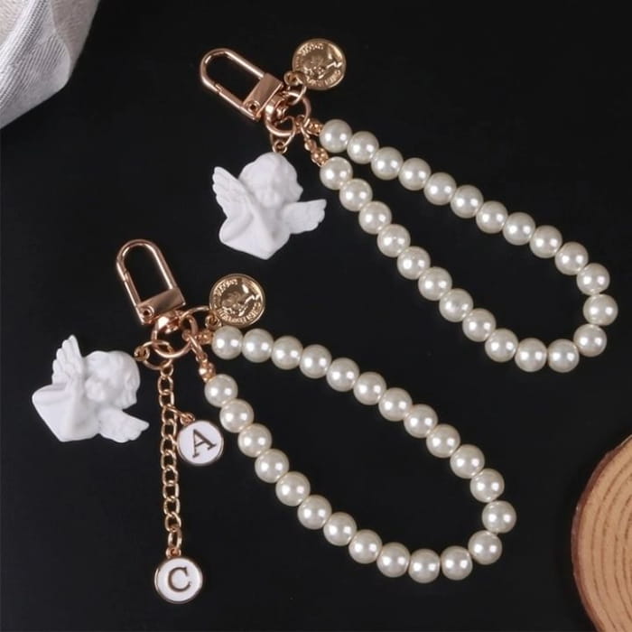 Angel Faux Alloy / Pearl Bag Charm Keyring (Various Designs)