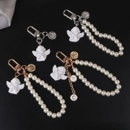 Angel Faux Alloy / Pearl Bag Charm Keyring (Various Designs)