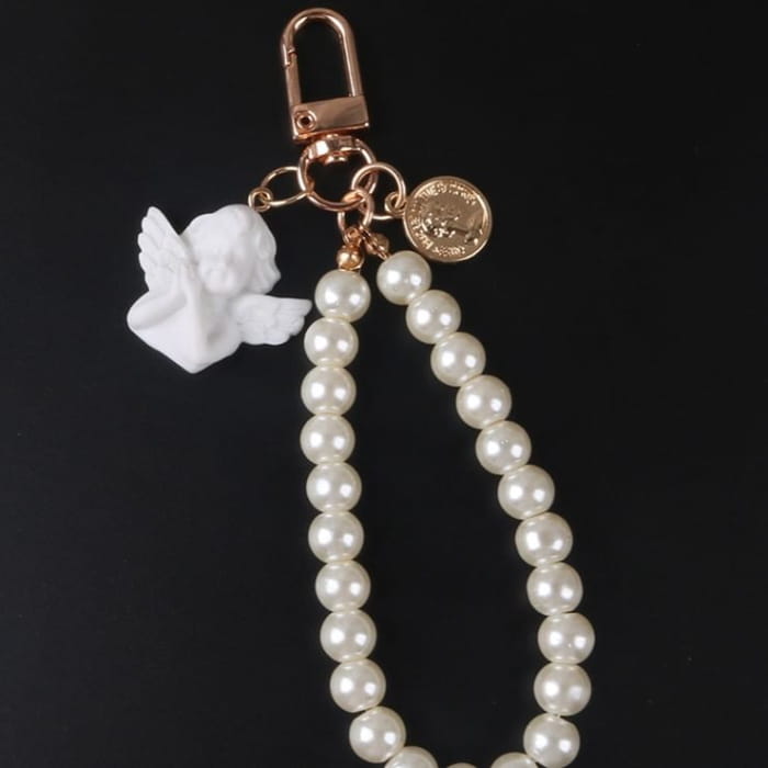 Angel Faux Alloy / Pearl Bag Charm Keyring (Various Designs)