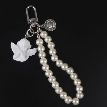 Angel Faux Alloy / Pearl Bag Charm Keyring (Various