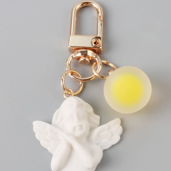 Angel Resin Keyring - Q490-1 - Yellow & White / One Size