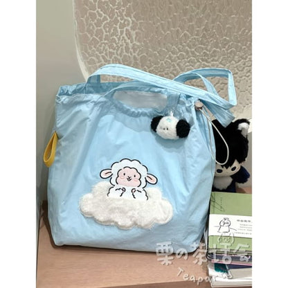 Animal Applique Tote Bag / Charm / Set - With Dog - Sheep