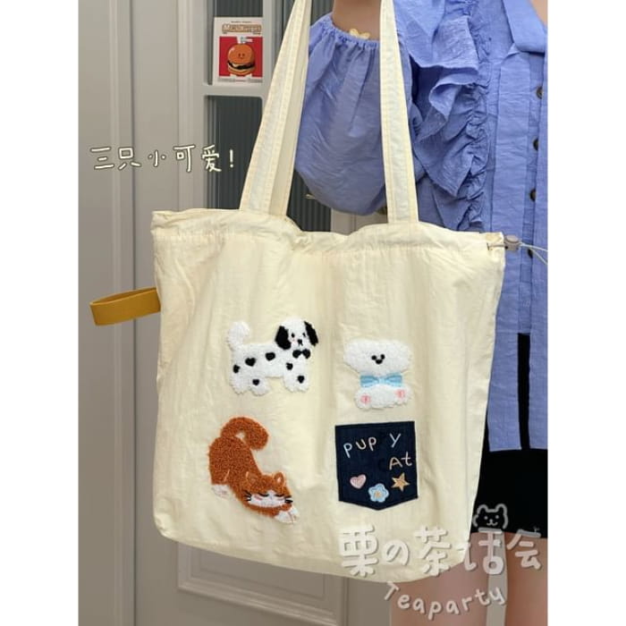 Animal Applique Tote Bag / Charm / Set - Without - Three