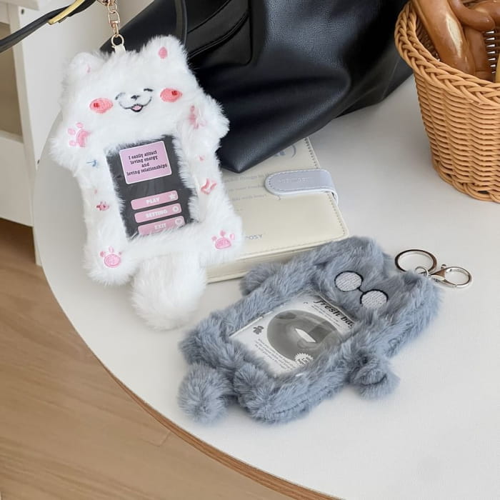 Animal Chenille Card Holder Keyring (Various Designs)