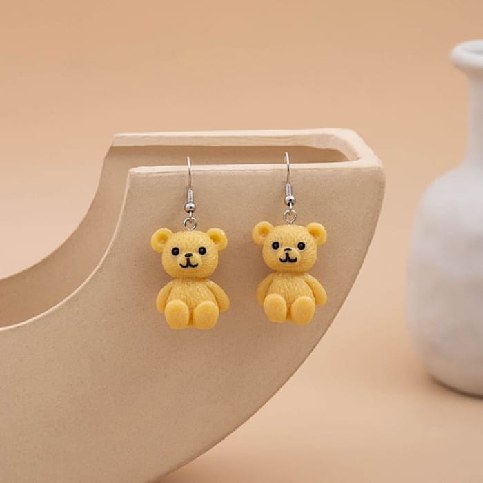 Animal Drop Earring - 1 Pair - E2846-7 - Bear - Brown