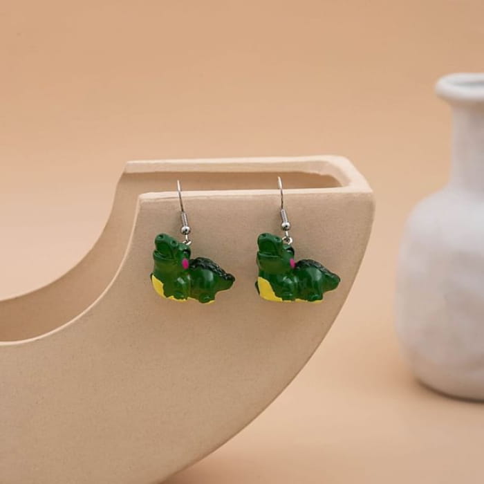 Animal Drop Earring - 1 Pair - E4751-9 - Crocodile - Green