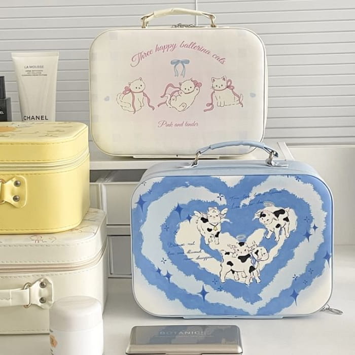 Animal Faux Leather Boxy Makeup Bag (Various Designs)