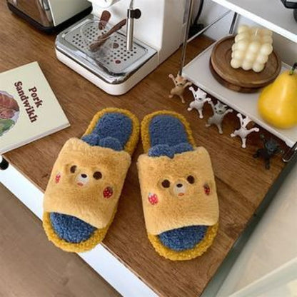 Animal Fleece Home Slippers - Yellow & Blue / 36 To 37