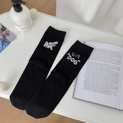 Animal Print Socks - Black / One Size