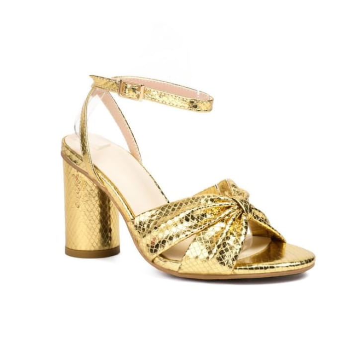 Ankle Strap High Heel Sandals - Gold / 36