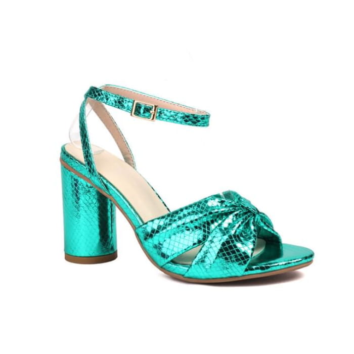 Ankle Strap High Heel Sandals - Green / 36