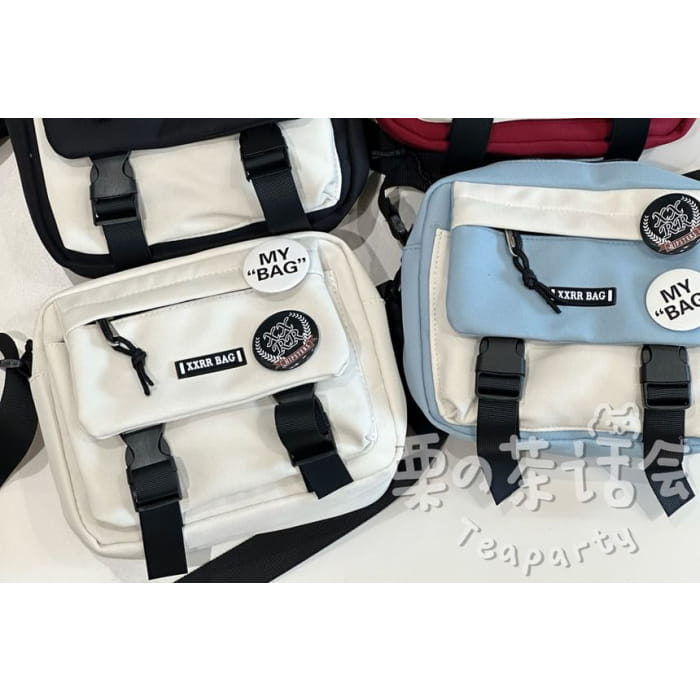 Applique Buckled Crossbody Bag / Badge / Charm / Set