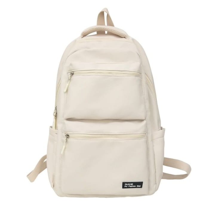 Applique Multi-Pocket Backpack - White / One Size