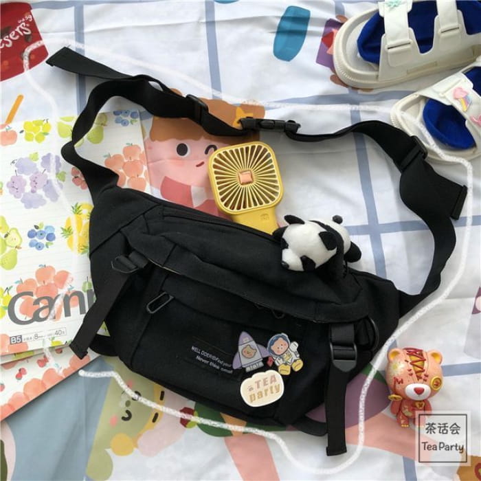 Applique Multi-Pocket Belt Bag / Charm / Set - With Panda