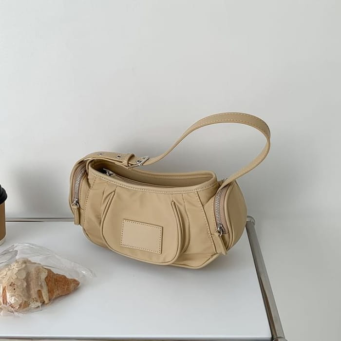 Applique Nylon Shoulder Bag - Almond / One SIze