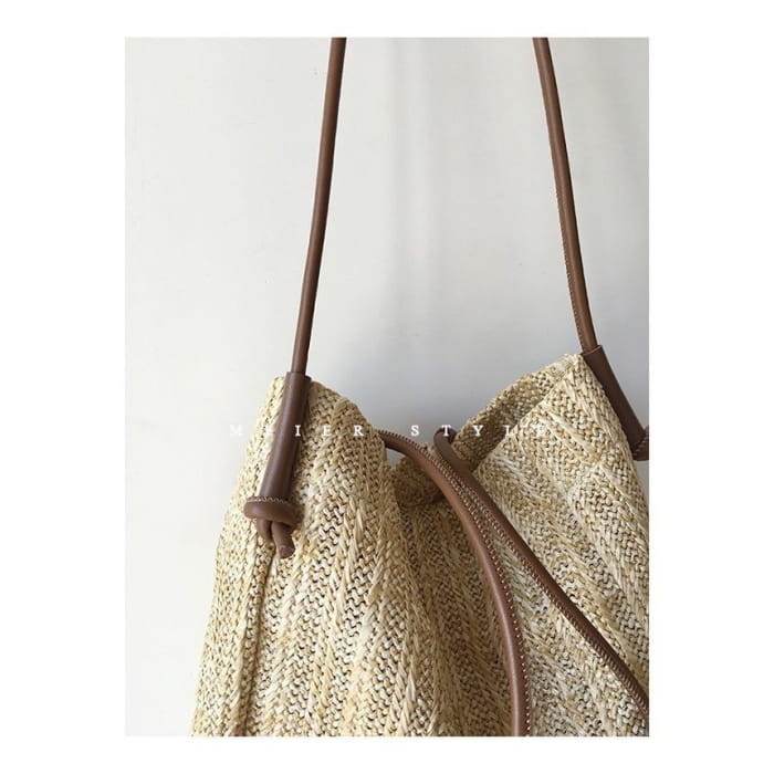 Applique Straw Tote Bag