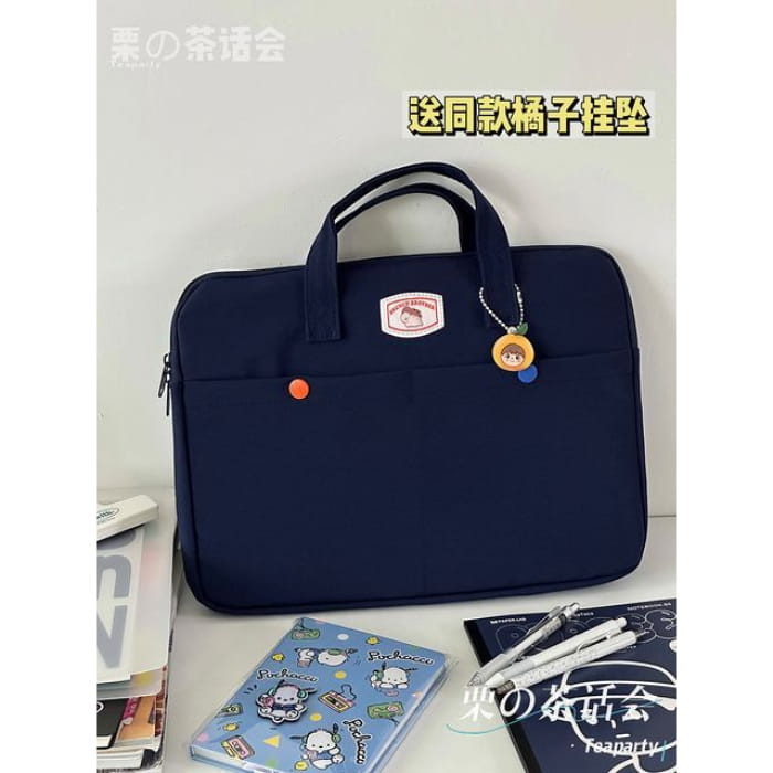 Applique Tote Bag / Charm / Set - Navy Blue / S