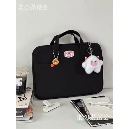 Applique Tote Bag / Charm / Set - With Horn - Black / S