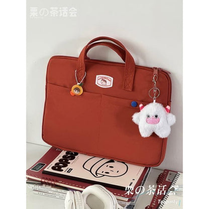 Applique Tote Bag / Charm / Set - With Horn - Tangerine / S