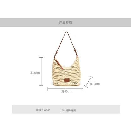 Applique Woven Tote Bag