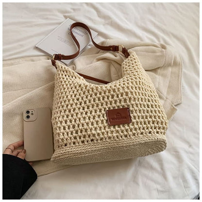 Applique Woven Tote Bag