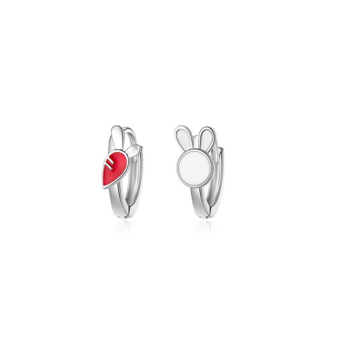 Asymmetrical Rabbit Carrot Hoop Earring