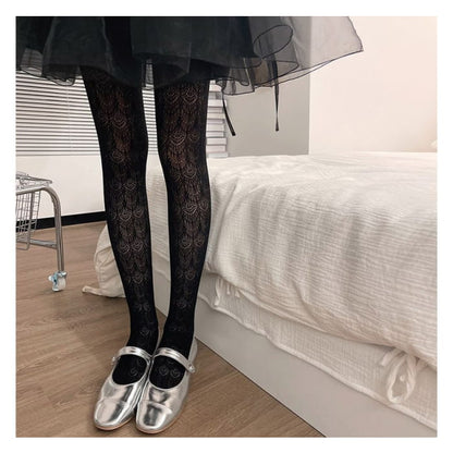 Balletcore Lace Tights - Black / One Size