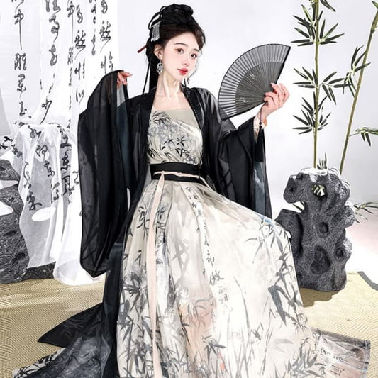 Bamboo Print Traditional Chinese Costume Set