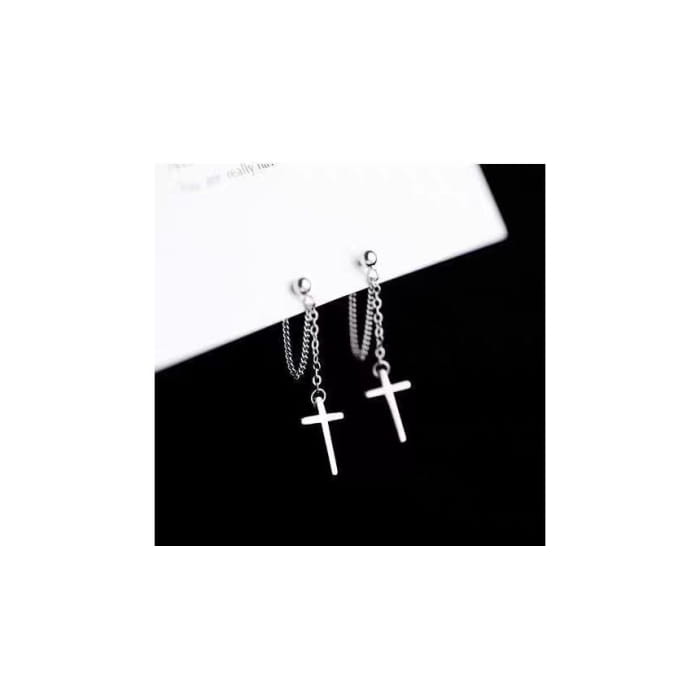 Bar / Cross Chain Sterling Silver Dangle Earring