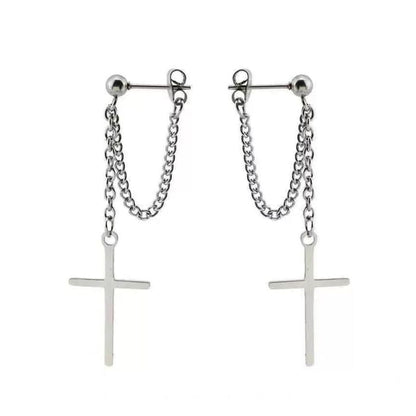 Bar / Cross Chain Sterling Silver Dangle Earring