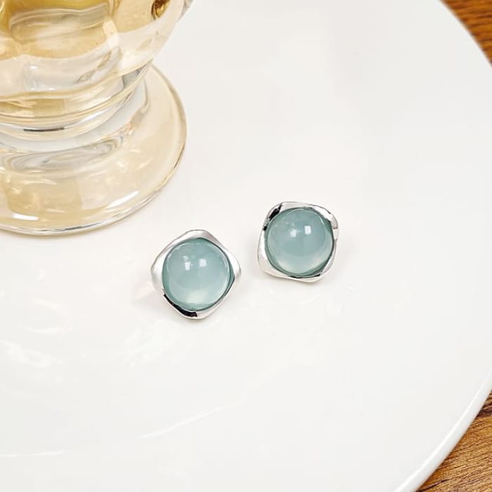 Bead Ear Stud - 1 Pair - E6083-2 - Blue / One Size - jewelry