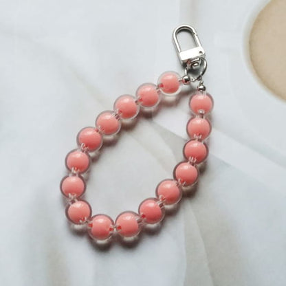 Bead Resin Strap Keyring - Q969-6 - Orange / One Size