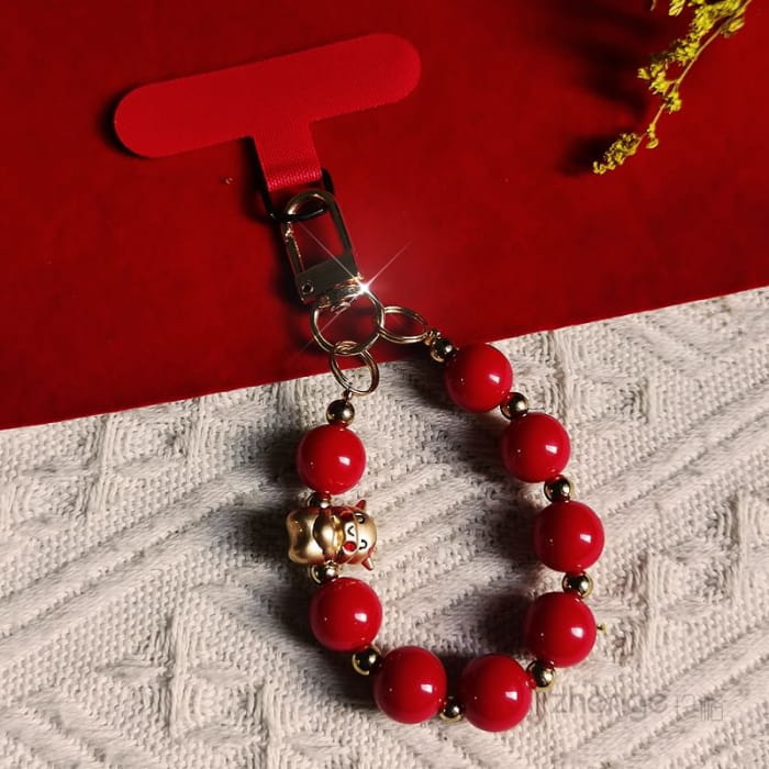 Bead Wrist Phone Strap with Lanyard Pad - Accessories