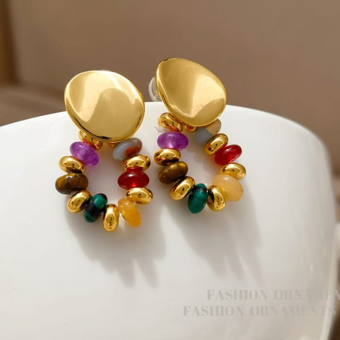 Beaded Glossy Drop Earring