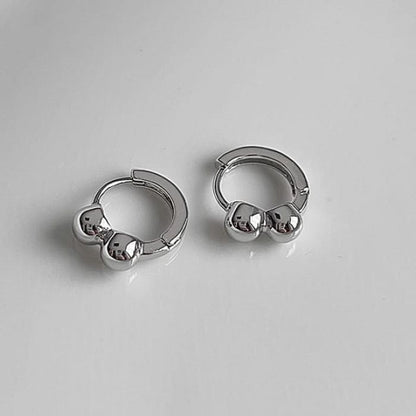 Beaded Hoop Earring - 2106 - 1 Pair - Silver / One Size