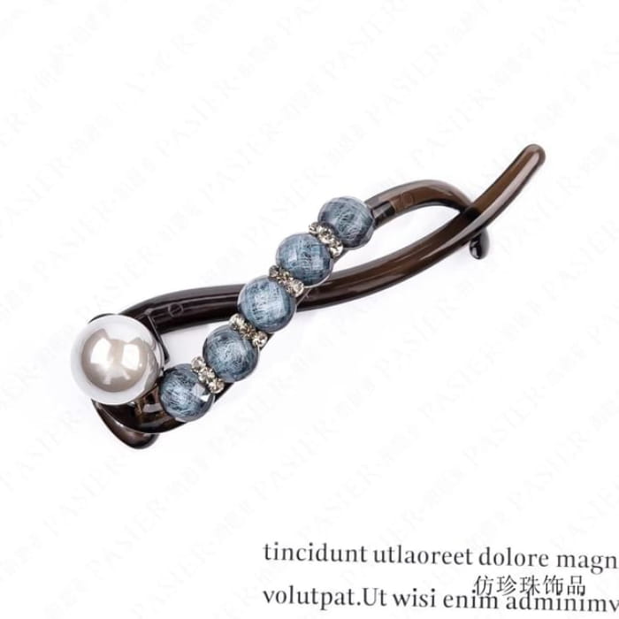 Beaded Twisted Hair Clip - Blue / One Size