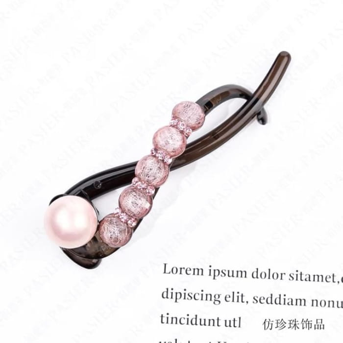 Beaded Twisted Hair Clip - Light Pink / One Size