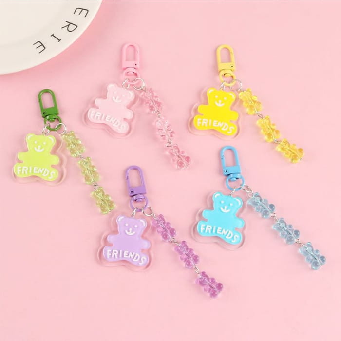 Bear Acrylic Bag Charm Keyring (Various Designs)