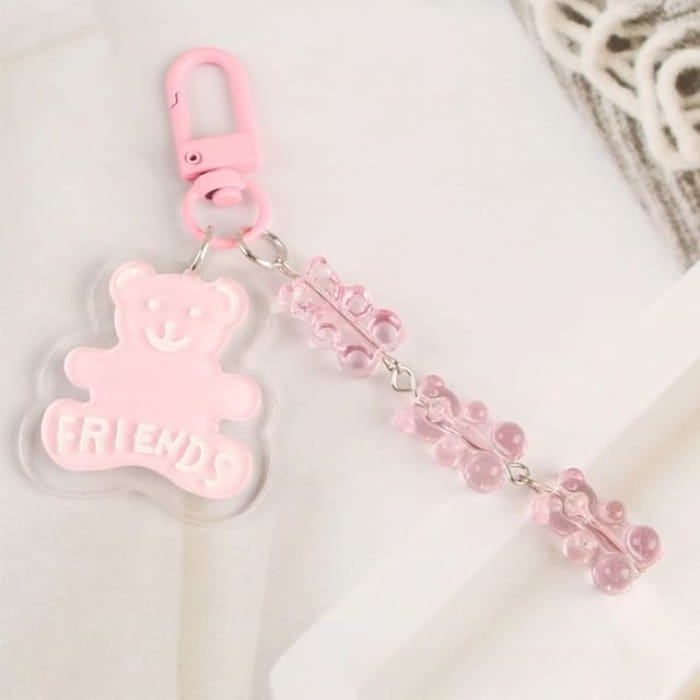 Bear Acrylic Bag Charm Keyring (Various Designs) - Q722-1