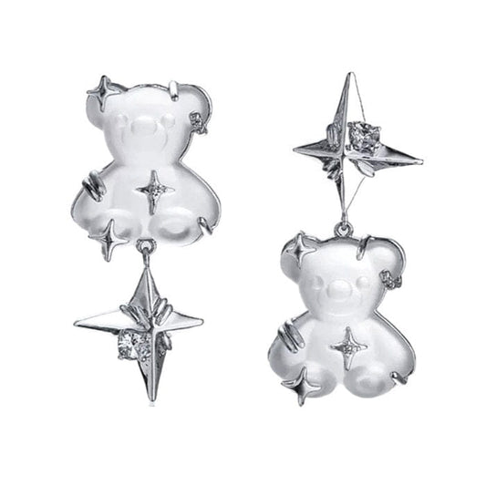 Bear Aesthetic Earrings - Standart / Silver - earrings