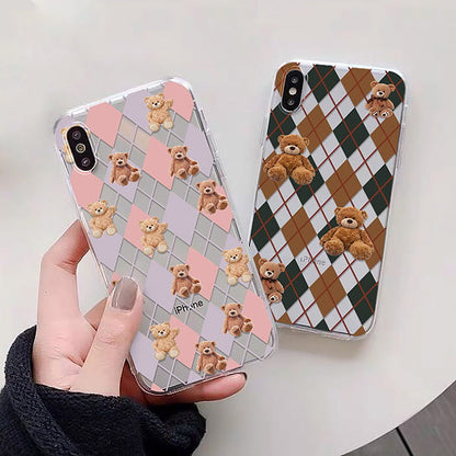 Bear Argyle Pattern iPhone Case - IPhone