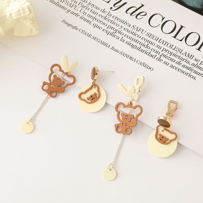 Bear Asymmetrical Dangle Earring Egirldoll