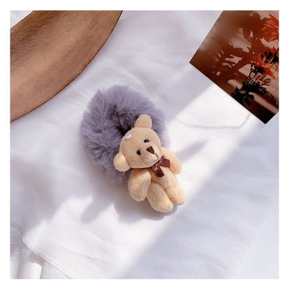 Bear Chenille Hair Tie - B1557 - Gray / One Size