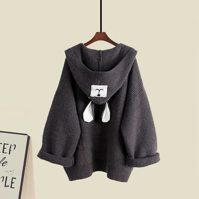 Bear Ears Hooded Cardigan Sweater Slip Dress Set