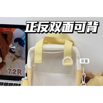 Bear Embroidered PVC Panel Crossbody Bag