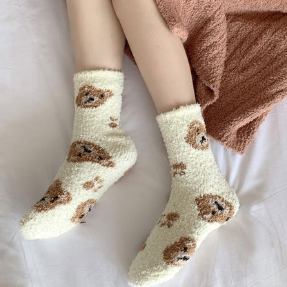 Bear Print Fluffy Socks