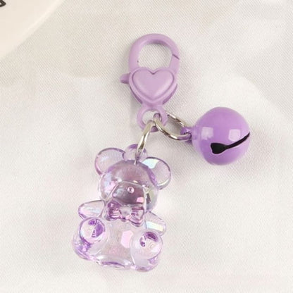 Bell Bear Bag Charm Keyring - Q725-4 - Purple / One Size