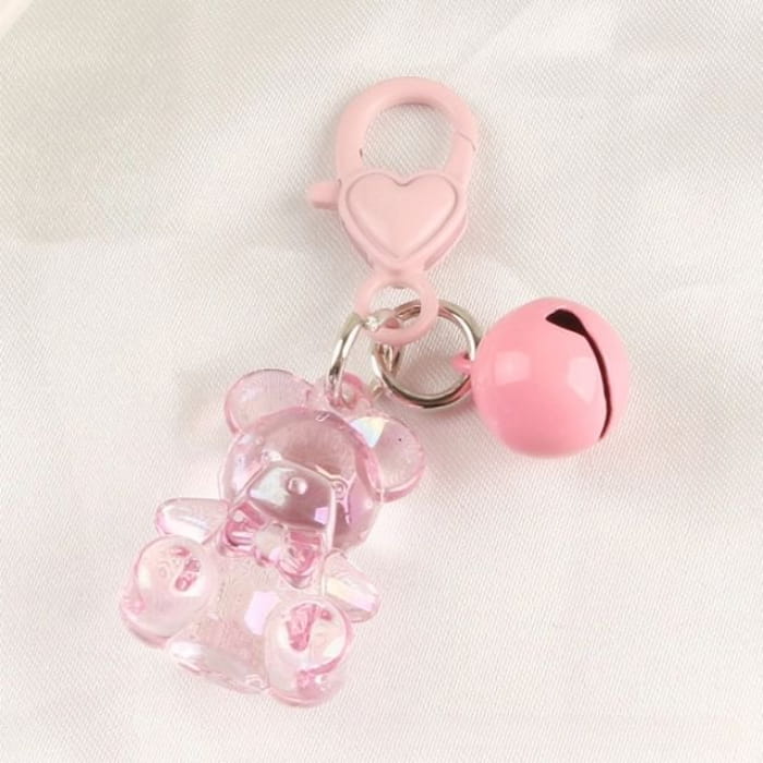 Bell Bear Bag Charm Keyring - Q725-5 - Pink / One Size